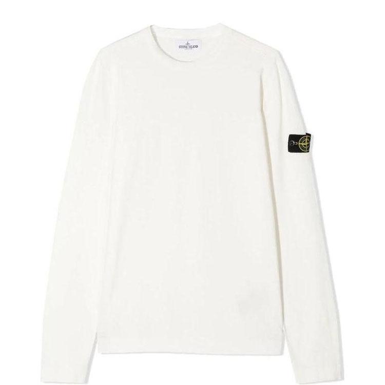 Stone Island Logo Round Neck Pullover Sweater Kids sweater White 7416509A2-V0093