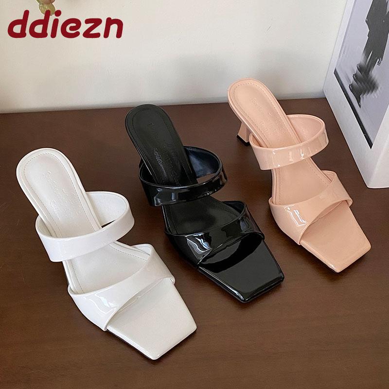 Fashion Fashion Square Toe Pumps Luxury Women Thin Heels Shoes New In Spring Summer Shallow Ladies High Heels Shoes Female Slides