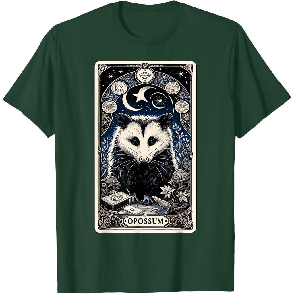 Opossum Tarot Card Goth Possum Witchcraft Gothic Occult Graphic Tee for Men