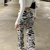 WannaThis Zebra Print Wide Leg Pants Trousers Sexy High Wais