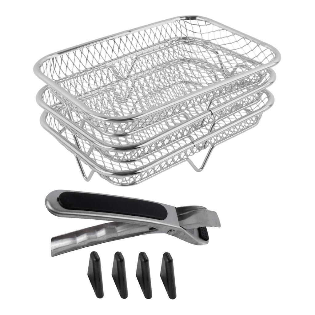 Kochrost Heißluftfritteuse Zubehör 19,5x13,5x9cm Rechteckiges Stapelbares Gestell Set Knusprige Textur Kochen Küche Kochen