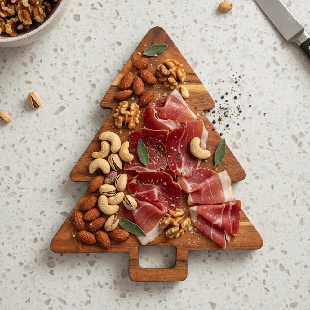 Wood Christmas Tree Food Serving Tray Double Side Use Hanging Handle Cheese Platter Durable Thickened Cutting Board Kitchen