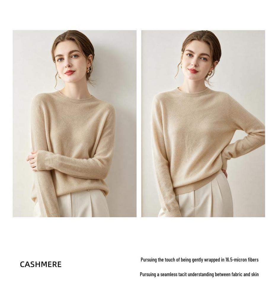 Lekasha Women's 100% Pure Cashmere Saddle Shoulder Round Neck Base Layer Sweater