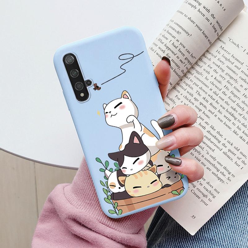 Flowers Funda For Huawei Nova 5T Capa NOVA5T 5 T Phone Case Soft Silicone Cute Cat Bear Back Cover For Nova5 T Coque Bag Fashion