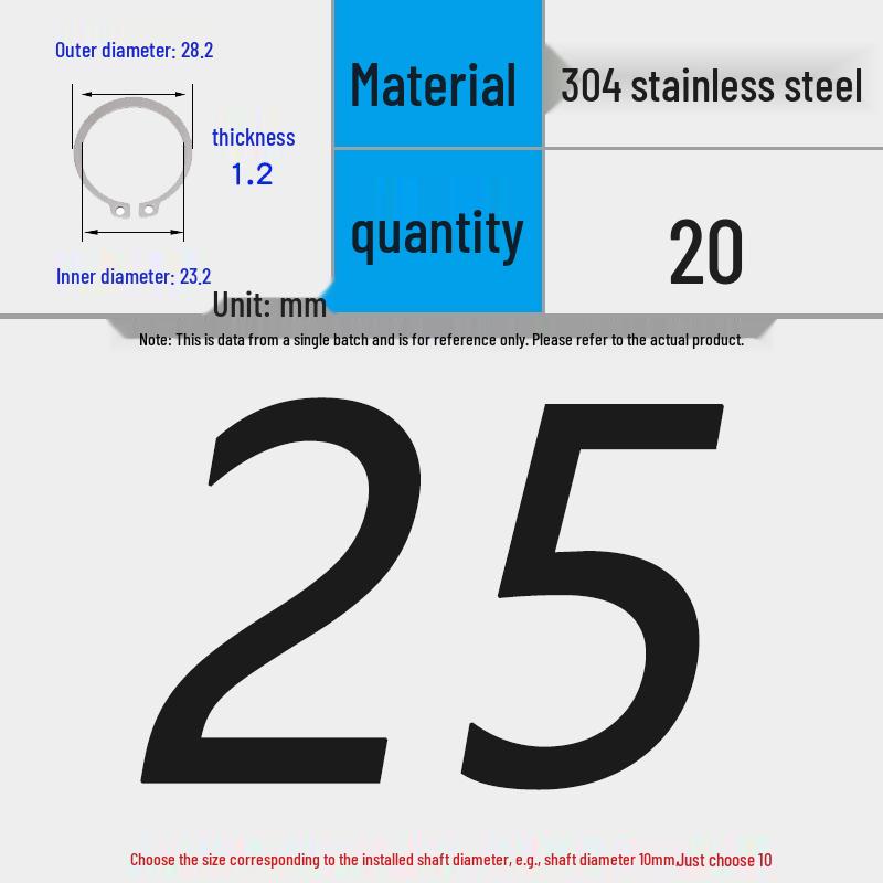 304 Stainless Steel Snap Ring for 3-200 Bearing