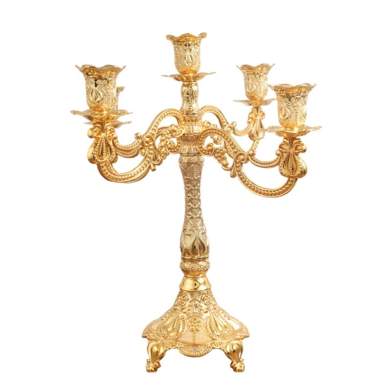 Luxurious European Taper Candle Holders Luxurious Carved Gold Metal Candelabra Enhancing Living Space Aesthetic Decors