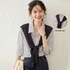 Damen Gestreiftes Hemd mit Schalkragen Set