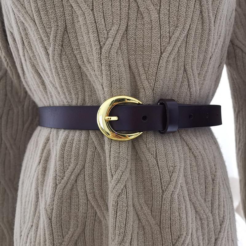 Classic Genuine Leather Womens Belt With Alloy Pin Buckle For Denim Pants