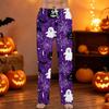 Men's Halloween Printed Drawstring Lounge Pants Casual Sleepwear Long Trousers with Adjustable Waistband and Button Fly