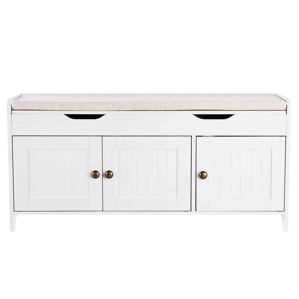 Shoe Bench, 1050 X 350 X 503 Mm Entryway Bench with Lift Top Storage and Seat Cushion, 250lbs Shoe Storage Rack with 3 Cabinets and Height Adjustable