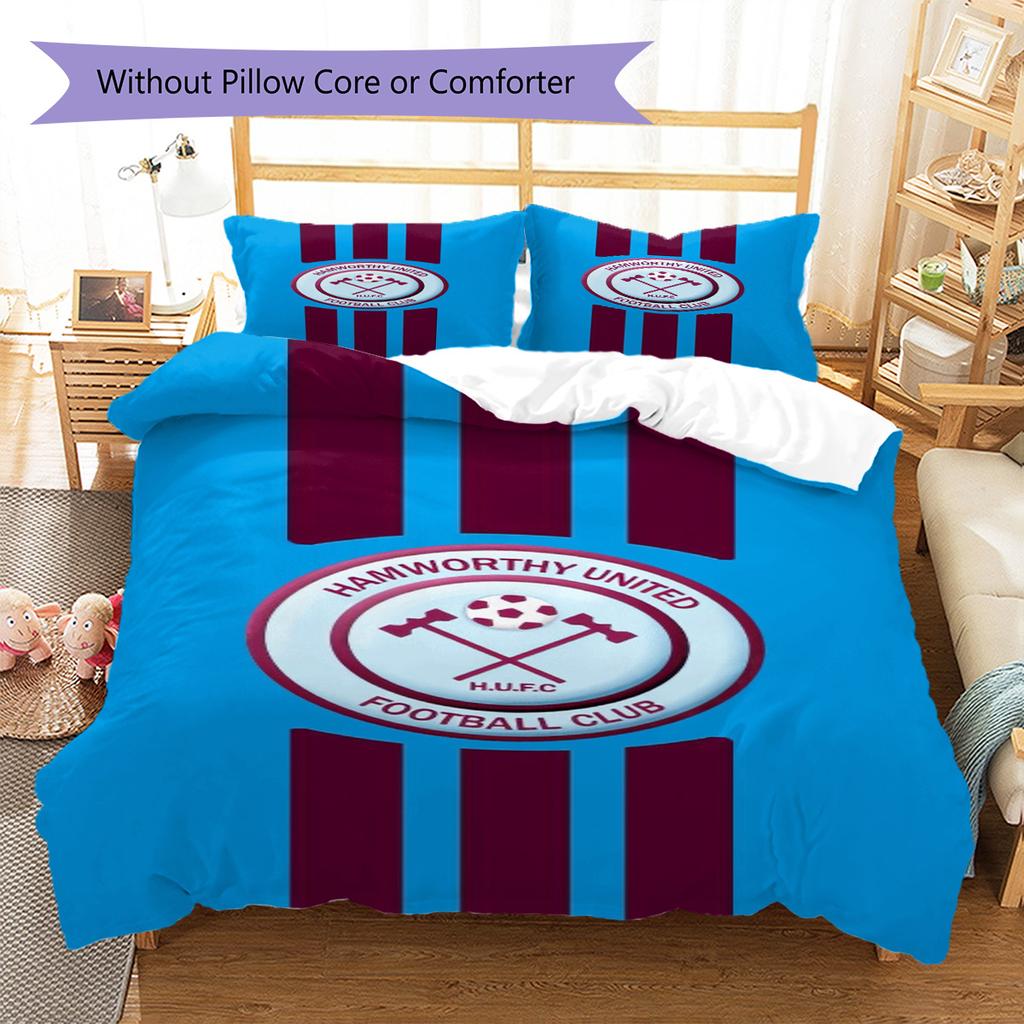 Hamworthy United F.C Pattern Bedding Set Quilt Cover Pillowcase Home Decor Gift (1 * Duvet Cover + 2 * Pillowcase, Without Core)