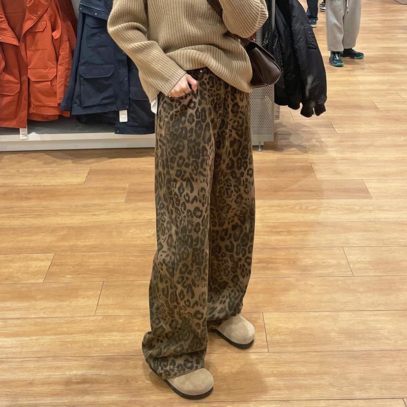 

2024 Spring Leopard Print Women s Loose Trendy Pants XXL