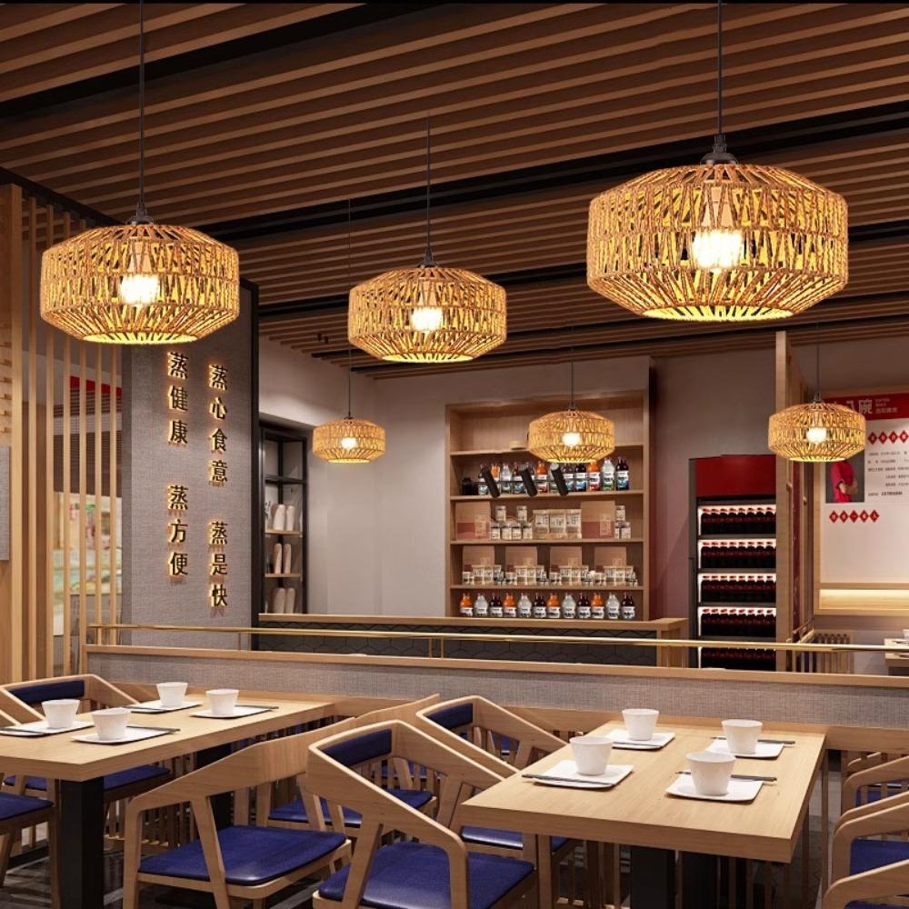 JOYINLED Handmade Rattan Chandeliers E27 LED Light Hand Woven Bedroom Hanging Ceiling Light Modern Home Decoration Light Fixture