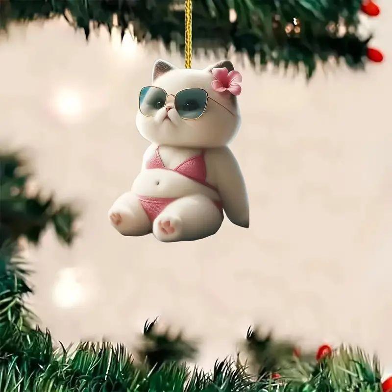 Modern Acrylic Cat Bikini Car Hanging Decoration Charming Interior Ornament