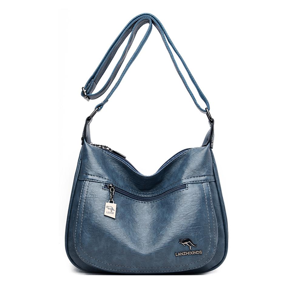 Bolsos Mensajero de Cuero de Canguro Femeninos Bolsos de Mano de Cuero de Lujo Femeninos Bolsos para Mujer Bolso de Hombro de Diseñador para Señoras