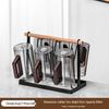 High-Temperature Resistant Tea Cup Set: Thickened Borosilicate Glass with Wooden Pistol Grip Handle