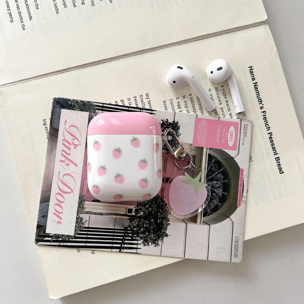 Full screen pink strawberry apple, suitable for Apple AirPods Pro 1 Bluetooth earphones 1 protective case soft shell earphone case 1