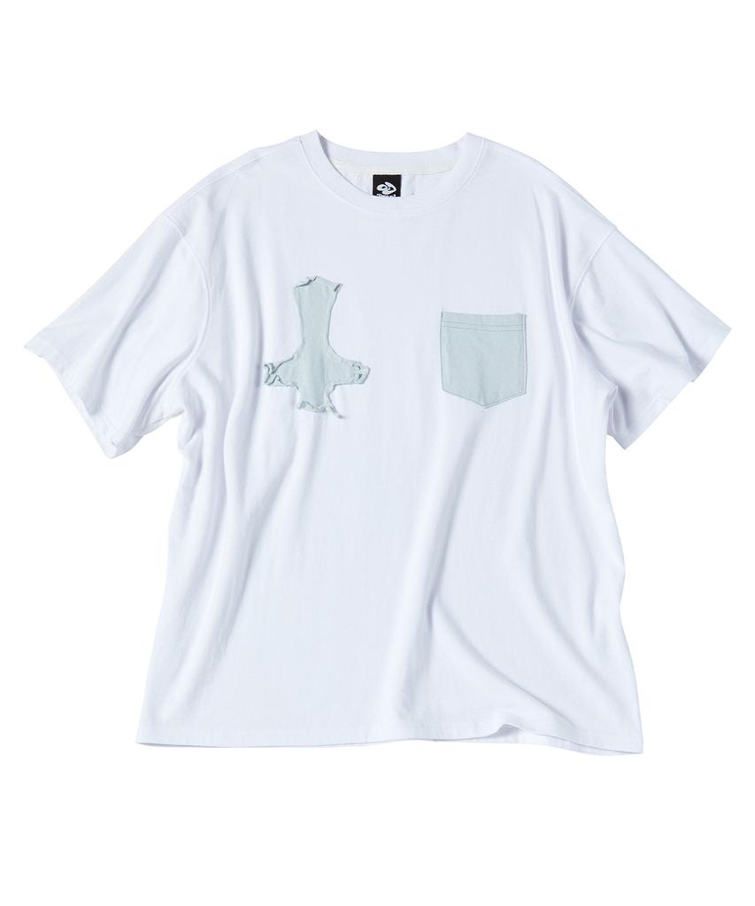 TRAVEL Denim Crossbody Short Sleeve Tee White