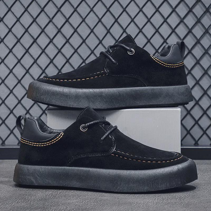 Men's Retro British Style Soft Sole Casual Leather Shoes - Korean Inspired, Large Sizes 45-46, Youthful Driving Loafers