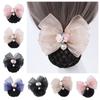 Bowknot Korean Bun Snood Headwear Hairgrips Cover Net Sweet Women Spring Clip  for Girls