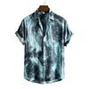 Men's Ink Marble Pattern Short Sleeve Shirt with Water Flow Texture Full Print Collar Button Beach Vacation Shirt