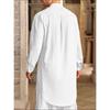 New-style plain-coloured cotton-linen button-down long-sleeved casual shirt for Muslim men