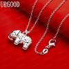 925 Sterling Silver Enkelt Polerat Elefant Hänge Halsband - Snygga Kvällssmycken