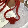 3D Rose Niche Handmade Crochet Scarf Thin Narrow Ribbon Spring Summer Fall Scarves Belt Decorative Accessories Choker Clothing