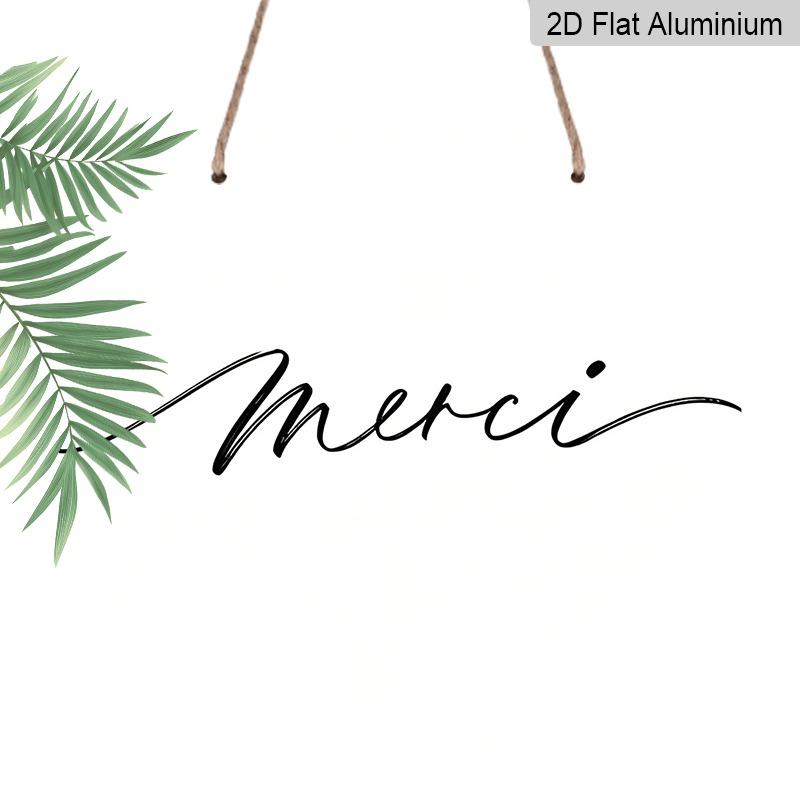 2D Flat Retro Aluminum Wall Stickers In Various Sizes. The French "Merci" Thank-you Plaque Features A Simple and Elegant Style, Making It A Perfect