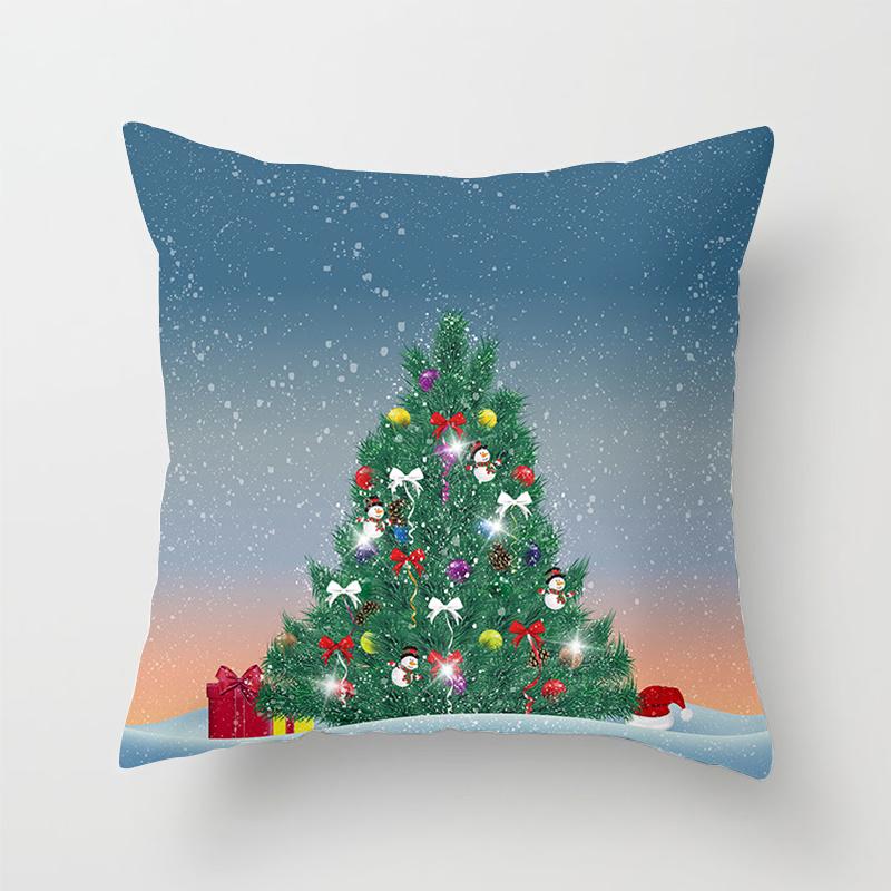 Heimdeko Weihnachten Schneemuster Kissenbezug Polyester Dekorative Kissenhülle Neujahr Sofa Kissenbezug