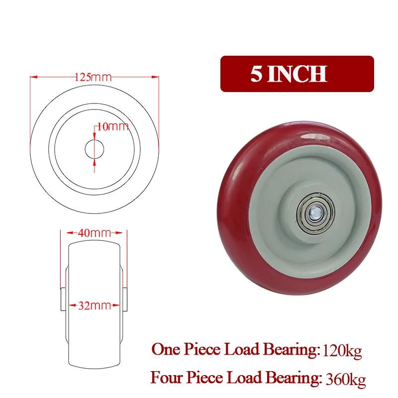 3/4/5 inç Geniş Tekerlekler Teker Ağır Hizmet PVC Mobilya Donanımları Taşıma Arabası Endüstriyel Makine Evrensel Taşıma