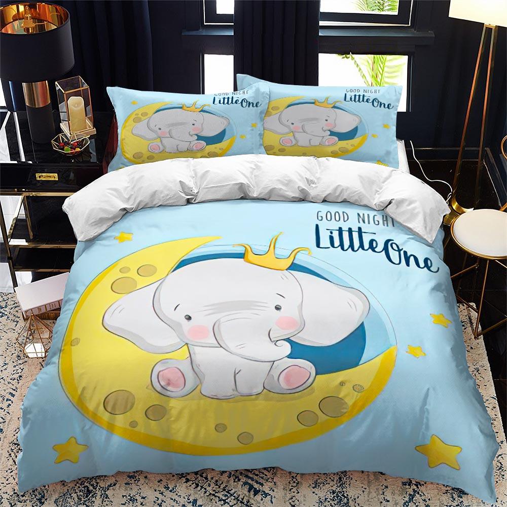 Comforter Animal Elephant Cartoon Kids Queen King Twin Size Bedding Set Wildlife Comforter 2/3Pcs Polyester