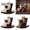 Poplar Wood Holiday Craft Halloween Rocking Chair Ghost/Skeleton Ornament, Wooden Desktop Decoration, Dynamic Skeleton Reader Decor Spooky Ghost