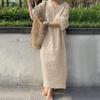 Damen V-Ausschnitt Kurzarm Lockerer Schnitt Mittlere Taille Einfarbig Baumwolle Leinen Maxi Freizeitkleid