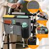 Universal Walker Bag Large Capacity Walker Storage Bag with Cup Holder Compartmental Mobility Aid Storage Basket for Elderly