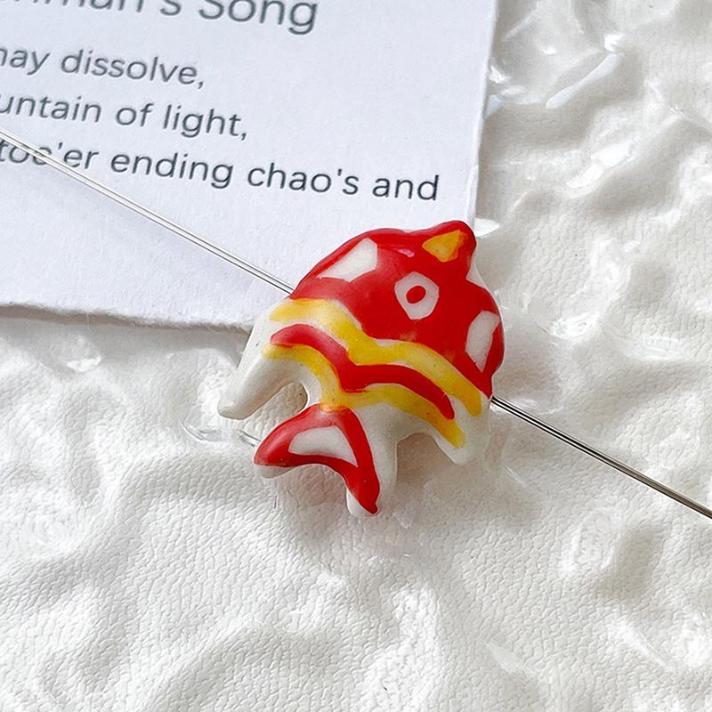2 stücke Retro Bunte Hand-gemalt Tiefe-meer Fisch Keramik Tropische Fische Perlen Diy Schmuck Perlen Armband Halskette Zubehör