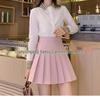 Women's Khaki Pleated A-Line Skirt - High Waist, Plus Size, School Style, Slim Fit, Autumn/Winter, Short Length.