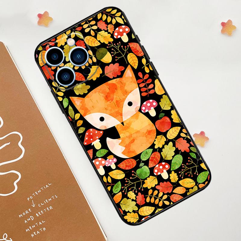 Autumn Leaves Fall Fox Phone Case For iPhone 17 Pro Max 11 14 15 16 Pro Max 12 13 mini 16 Plus 16e 17 Air Funda