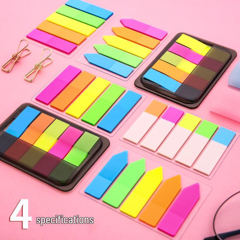 Transparent Fluorescent Sticky Note Labels - Highlight and Index Stickers for Student Classification