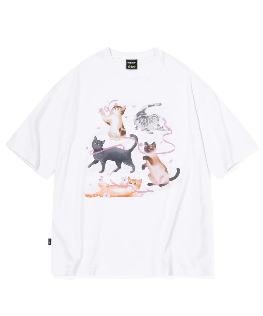 CPGN STUDIO Dtp Crayon Cat White Short Sleeve T-Shirt