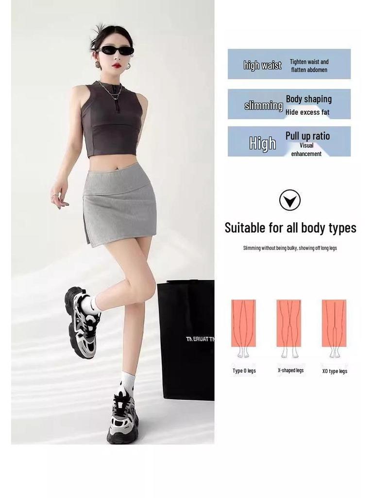2025 Spicy Girl Yoga Midi Skirt with Slit – Anti-Exposure, Slimming, Summer Sports Fashion