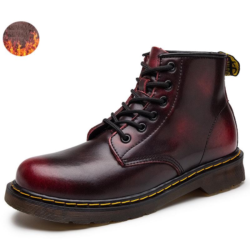 Autumn-Winter British Style Double-Lined Work Boots, Trendy and Stylish Winter Warmth-Packed Leather Boots with Padding