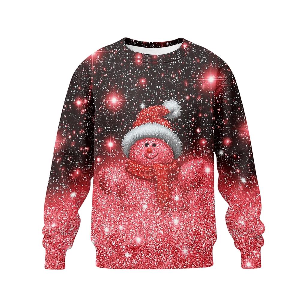 Men's Casual Loose Fit Long Sleeve Round Neck Printed Top for Everyday Wear