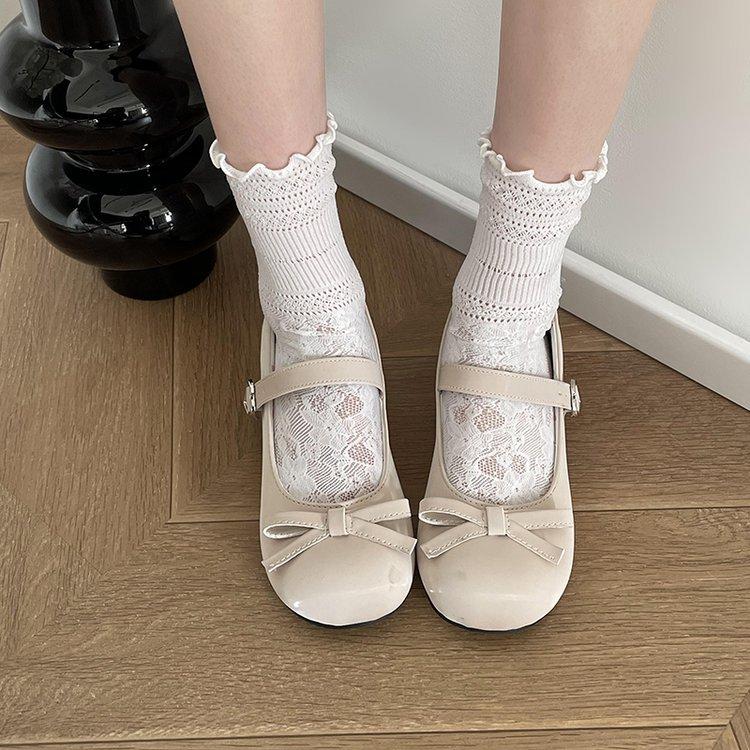 

[Yushilai] Round head retro French thick heel Mary Jane shoes women s 2025 autumn and winter with skirt single shoes women 39 бежевый