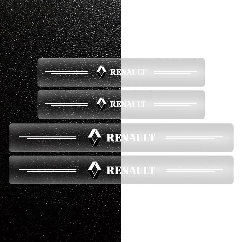 4Pcs Car Threshold Protector Transparent Decorative Badge 3D Sticker For Renault Dacia Koleos 1 Clio Laguna 2 Megane 2 3 Duster Logan Captur