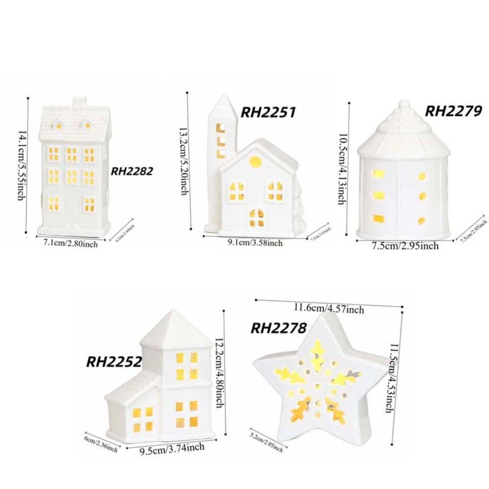 Button Batteries Christmas Atmosphere Lights Ceramic House-shaped Night Lamp  Birthday Present