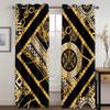 3D Luxurious Style Baroque Ebony Golden Trendy 2 Panels Shading Windowpane Drape Ideal for Livingroom Space Bedchamber Decoration Grommet