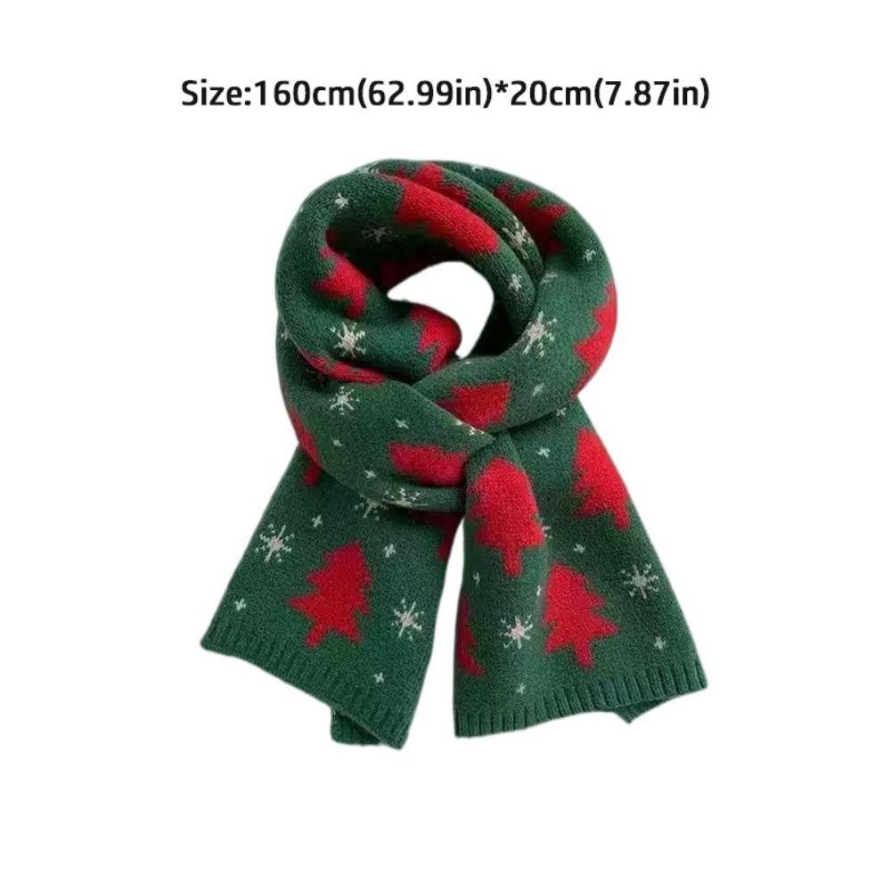 Christmas Tree Jacquard Knitted Scarf Keep Warm Winter Knitted Scarves  Lovers Gift