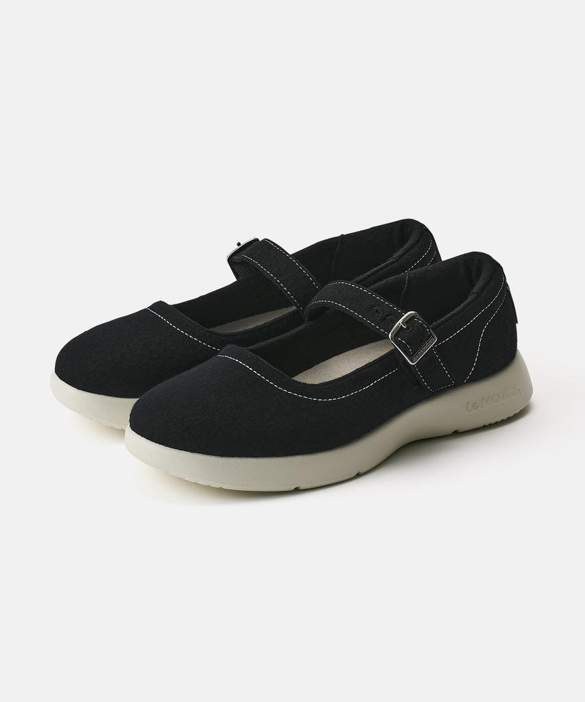 Lemouton Let'S Comfortable Merino Wool Mary Jane Sneakers Black (White Outsole)