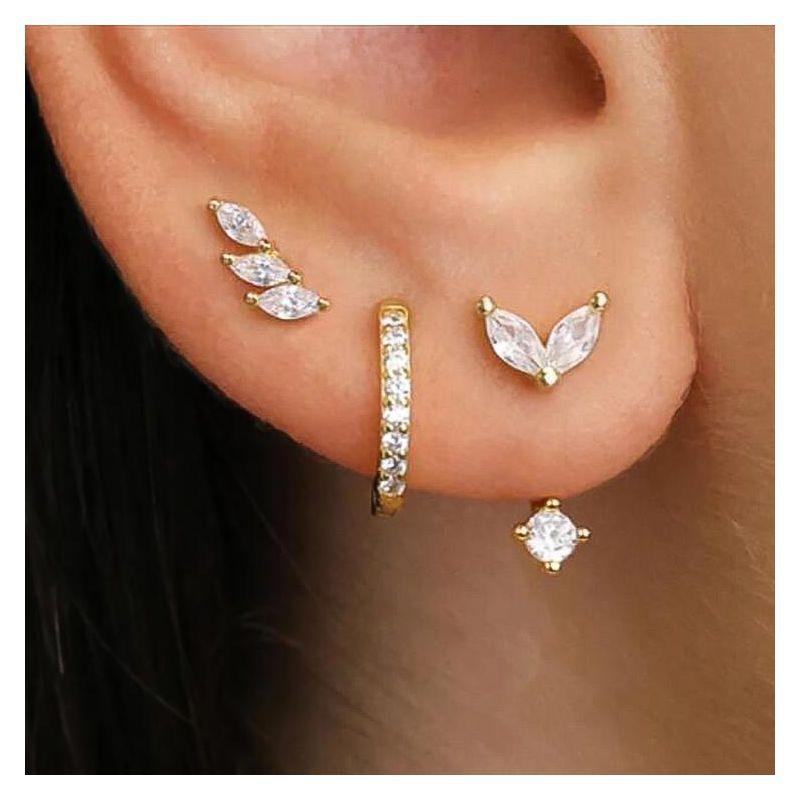 3 Pairs Dainty 14K Gold Plated Zircon Hoops Stackable Earrings Set For Women Fashion Elegant Daily Party Wear Jewelry Gifts 2026